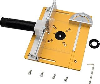Milling Table Insert Plate, Aluminum Router Table Top with Back Fence & Angle Ruler, Universal Cutting Machine Flipboard for Woodworking Benches (Gold)