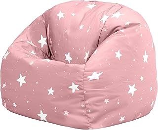Star Print Kids Bean Bag, Pink, Kids Bean Bag Chair with Filling Included for Girls and Boys, Childs Chair, Beanbags for Children, Nursery Décor, Playroom Décor, Bedroom Accessories