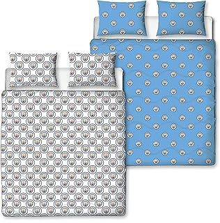 Character World Manchester City FC Official Double Bed Coverless Duvet Bedding Reversible Coverless Quilt, Pillows & Pillowcases Washable Duvet Perfect For Travelling Sleepovers 10.5 tog