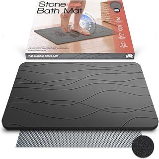 Stone Bath Mat – XL Non-Slip Diatomite Earth Mat for Bathroom or Kitchen – Quick-Drying, Super Absorbent, and Easy to Clean