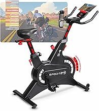 Sport24 Smart Exercise Spinning Bike for Home with 8kg Flywheel, Pulse Heart Rate, Magnetic Resistance, Phone/Tablet Holder, Stationary Upright Bicycle Cardio Trainer Indoor Fitness Spin Bike Black