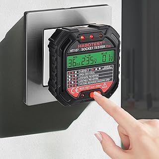 Socket Tester UK, Circuit Testers Rcd Plug Tester Mains Outlet Tester with LCD Display Digital Electrical Voltage Tester for Socket Test Safety Inspections 90-250v, HT107E