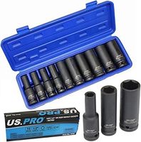 US PRO 10pc Deep Wall Impact Socket Set Metric 1/2" Drive 3725