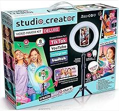 Canal Toys Studio Creator INF 003UK Video Maker Kit Deluxe, Colour LED XL Green Screen, 1m Tripod, Remote, Clip-On Selfie Ring Light + Guide,Multicolor,45 x 8 x 36 centimeters