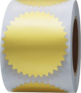 Hylabelest 2 Inch Matte Gold Certificate Wafer Gear Labels Awards Legal Embossing Stickers (Gold)