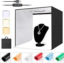 VOLKWELL 40cm Photo Light Box, Photography LED Lighting Shooting Tent with 6pcs PVC Backdrops, Portable Folding Black Photo booth 5500K for Product Display