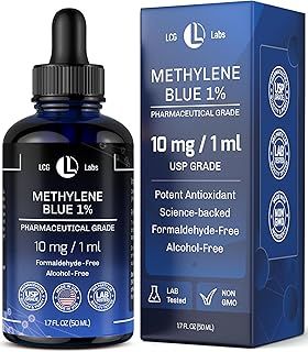 Methylene Blue Pharmaceutical Grade - Methylene Blue 1% - Liquid Drops Aqueous Solution 10mg / 1ml - Third Party Tested - Formaldehyde & Alcohol Free - Made in USA 1.7 fl oz