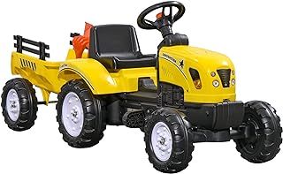 HOMCOM Pedal Go Kart, Kids Ride on Tractor with Back Trailer, Shovel & Rake, Horn, Four Wheels Tractor Toy for Child Toddler