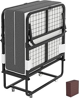 CAIYUN Folding Bed with Mattress,Guest Z Single Bed,Portable Foldable Beds with Memory Foam Mattress and Fabric Storage Bag,Spare Beds,Rollaway with Fold-up Metal Frame 75" x 31"