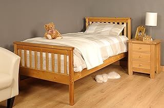 3ft Single Atlantis Style Wooden Pine Bed Frame in Caramel with Kerri Mattress