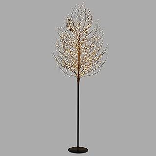 VeryMerry 5FT Micro Dot Birch Christmas Tree with 580 Warm White LED Lights, Auto-Off Timer and 8 Lighting Modes, Suitable for Indoor and Outdoor Use - Black