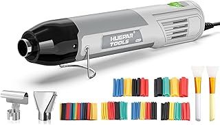 Huepar Tools Heat Gun with 2 Nozzle, 164PCS Heat Shrink Tubing, 350W Mini Hot Air Gun 230°C-400°C, 1.8m Cable, Overload Protection, Heat Gun for Paint Stripping, Epoxy Resin, Shrink Wrap, Embossing