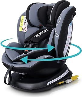Reecle 360 Swivel Baby Car Seat with ISOFIX, Group 0+1/2/3 (0-36 kg), Approx. 0-12 Years (Black)