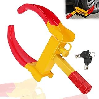 Wheel Clamp Lock Heavy Duty Car Wheel Lock Clamps, Antitheft Locking Devices with 2 Keys, High Visibility Steering Wheel Lock for Car, Caravan, Trailer, Motorhome, Van