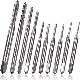 Mesee 10 Pieces Mini Machine Hand Drill Tap Set, M1-M3.5 Micro Taps Bits Metric Thread Screws Plug Bit Small Wire Tapping Drill Bits Tool for Clocks and Watches Tapping