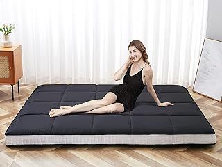 SUNYRISY Futon Mattress - Thicken Foldable Guest Bed & Lounger for Indoors & Outdoors. Black, King