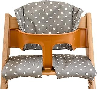 Highchair Cushion for Stokke Tripp Trapp High Chair. Easy to fit, Fully Wipe Clean highchair pad (Grey with White Stars)