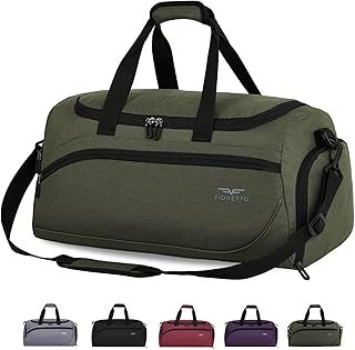 FIORETTO Mens Sports Gym Bag with Wet Pocket & Shoe Compartment,Travel Duffle Bag Overnight Bag with Padded Shoulder Strap, Water-Resistant Sports Holdall for Swimming
