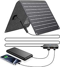 Ecosonique 10/20/30W Portable Solar Panel Charger, Dual Ports(USB A/USB C) with Detachable Power Hub, ETFE IP67 Waterproof Ultra-light Mobile Phone Solar Chargers for iPhone Samsung Power Bank