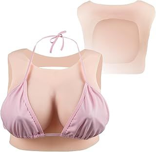 Silicone Breast Forms Silicone Breastplates Round Collar with Hollow Back for Crossdresser Transgender Cosplay Drag Queen B-G Cup