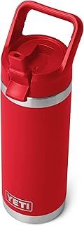 YETI Rambler, Stainless Steel Vacuum Insulated C Straw Bottle with Straw Cap, Rescue Red, 18oz (532ml)