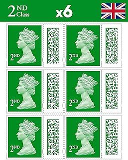 2nd Class Stamps (6 Pack) - 2nd Class Stamps - Barcoded Self Adhesive UK Letter Postage - (6 Total)