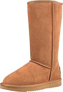 Shenduo Women's Leather Classic Tall Snow Boots DA5815