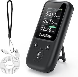 LifeBasis Geiger Counter Nuclear Radiation Detector, Digital Radiation Detector with TFT Display and Smart Alert X-ray γ-ray β-ray Radiation Monitor Portable - with Lanyard and Bracket