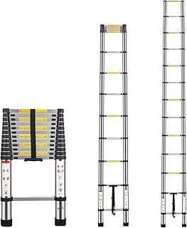 3.8M / 12.5FT Telescopic Ladder Multi-Purpose Portable Telescoping Ladder Aluminium Extension Steps Ladder Adjustable Height EN131 Safe Standard 13 Steps 150kg Capacity