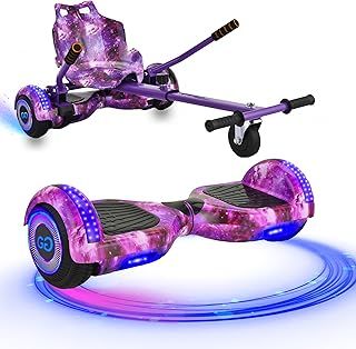 G1 Galaxy Purple Hoverboard & Hoverkart Bundle | Self-Balancing 6.5" Scooter with LED Lights & Bluetooth | Hoverboard and Kart Bundle | Hoverboard Go Kart Bundle for Kids and Teens