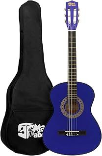 Mad About MA-CG04 Classical Guitar, 1/4 Size Blue Classic Guitar - Colourful Spanish Guitar with Carry Bag, Strap, Pick and Spare Strings