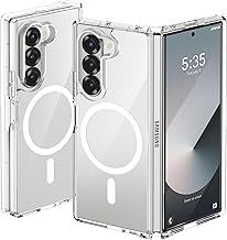 ORETECH Magnetic Case Compatible with Samsung Galaxy Z Fold 6 Case, Transparent Back Non-Slip Hard PC Shockproof Bumper Protective Phone Case Cover for Samsung Z Fold 6 - Clear