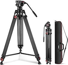 NEEWER 74 Inch Pro Video Tripod with Fluid Head, QR Plate Compatible with DJI RS Gimbals, Durable Camera Tripod with Telescopic Handle Scaled Base for DSLR, Max. Load 17.6 lb/8 kg, TP74