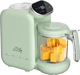 Chefhandy Baby Food Maker, 5 in 1 Baby Food Processor with Stainless Steel Steam Basket, Baby Puree Maker with Steamer, Blender, Bottle Warmer Function, Auto Cooking & Grinding, Touchscreen (Green)