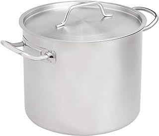 Amazon Basics 11.4 litres Stainless Steel Aluminium-Clad Stock Pot with Cover, Silver (Previously AmazonCommercial brand)