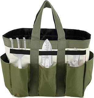 Garden Tool Holder Bag Heavy Duty 600D Oxford With 8 Pockets Gardening Tote Bag Organizers Multi-Purpose Reusable Garden Tool Storage Bag With Handles And Elastic Straps Gardening Gifts for Men Women