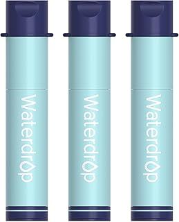 Waterdrop Water Filter Camping, 0.01 Micron Water Filtration System, 3 Pack Water Filter Outdoor Drinking Water Purifier for Emergency Hiking Travel (Light Blue)