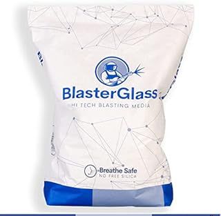 BlasterGlass Hi-Tech 10kg bag 40-60 Grit Abrasive Glass Sand Blasting Media for Blast Cabinets and Sand Blasting Guns - for Cleaning, Peening and prep surfaces
