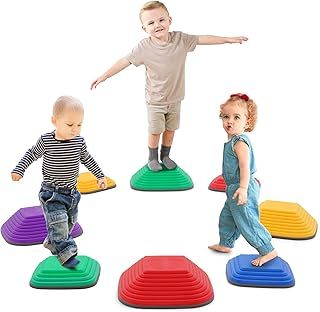Stepping Stones for Kids,8 PcsDurable Non-Slip Balance Stones Toys Sensory to Boost Balance & Motor Skills Indoor and Outdoor Obstacle Courses Toys,Gifts for Boys Girls