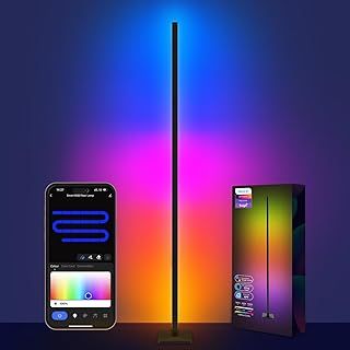 Led Floor Lamp,60 Inch Corner Lamp Compatible with Alexa and Google Assistant,4 Segment Detachable Corner Light with Square Base for Living Room and Bedroom Ambient Lighting