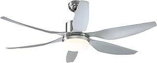 HOMCOM Reversible Ceiling Fan with Light, 6 Blades Indoor Modern Mount LED Lighting Fan with Remote Controller, for Bedroom, Living Room, Silver
