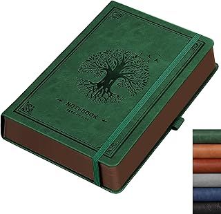 RETTACY Thick Lined Journal Notebook, A5 Hardcover Leather Journal for men With 320 Numbered Pages for Writing,100gsm Lined Paper, for Work Office School,14.5 x 21cm - Dark Green