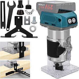 Brushless Trimmer Router Compatible with Makita 18V Batteries, 30000RPM Cordless Hand Held Router 6.35mm Trim Diameter (NO Battery)