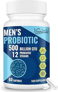 500 Billion CFU Probiotics for Men, 12 Diverse Strains Probiotics for Gut Health with Cranberry, Turmeric, Goji, for Digestive & Immune Health, Shelf Stable (60 Count (Pack of 1))