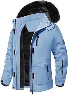 CMTOP Women's Waterproof Ski Jacket Winter Fleece Lined Coat with Pockets Warm Windproof Mountain Jackets with Detachable Hood for Rain Snow Outdoor