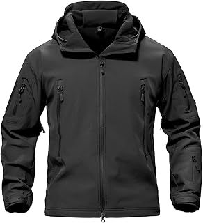 MAGCOMSEN Men's Waterproof Tactical Jackets Winter Outdoor Hiking Softshell Jacket Fleece Lining