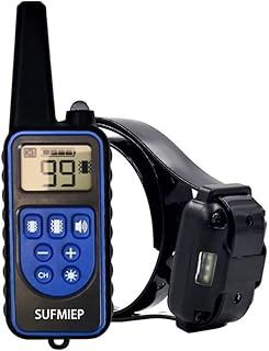 SUFMIEP Dog Training Collar with 2600Ft Remote, Electronic Dog Collar with Beep, Vibration, Strong vibration, Light ，Waterproof Dog Collar，Anti barking dog collar set for Small Medium Large Dogs