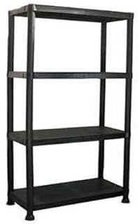 4 TIER BLACK PLASTIC GARAGE STORAGE SHELVING SHELVES STORAGE UNIT SHED SHELF
