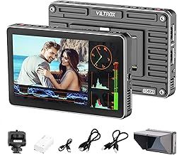 VILTROX DC-X2 2000Nits Video Field Monitor, 6 Inch Touchscreen 4K HDMI On Camera Monitor, Full HD 1920x1080 Video Monitoring 3D Lut, RGB Parade, Focus Peaking, with Sunshade Hood Battery