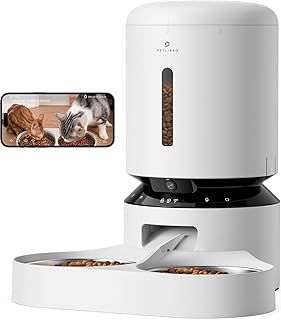 PETLIBRO Automatic Cat Feeder with Camera, 1080p HD Live Monitoring, Remote App Food Dispensing Dual Bowl, Two-Way Audio Interaction, AI Motion Detection (White)